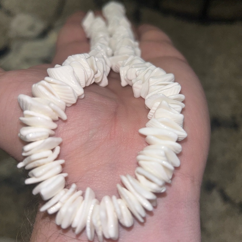 Bundle of 5 Beach Style Summer Casual White Chip Necklaces